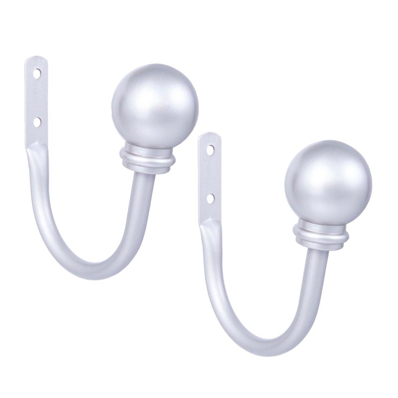 Kenney KN74807 Chelsea Ball End Steel Curtain Holdbacks for Curtains and Drapes, 2-Pack, Brushed Nickel - Image 1